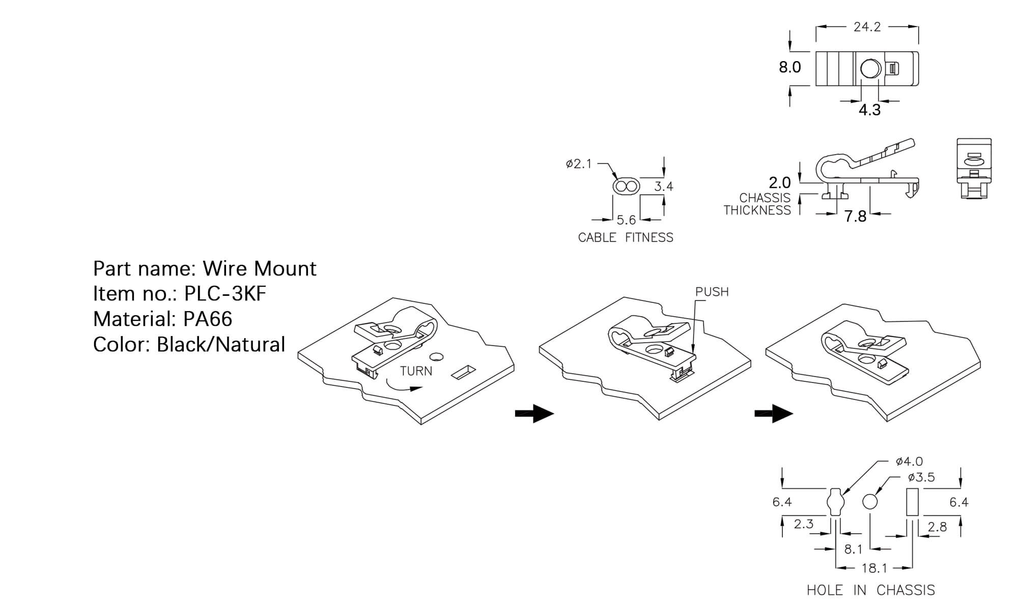 Plastic Wire Mount PLC-3KF